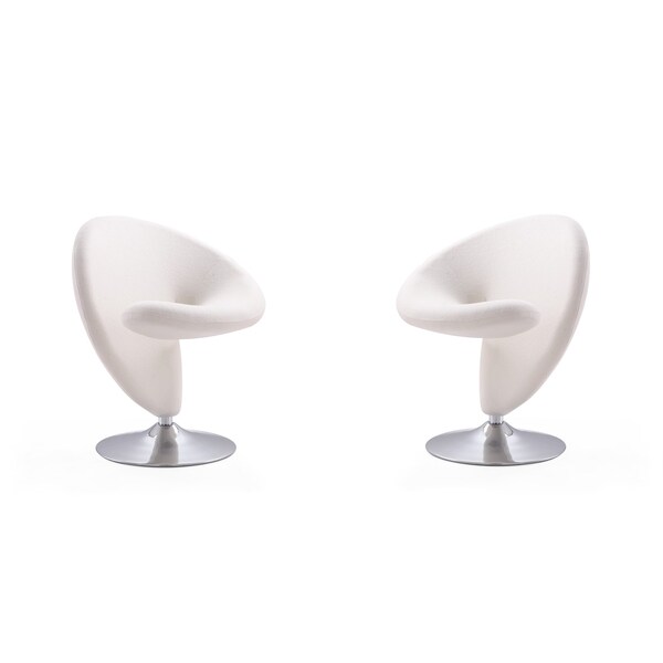 Manhattan Comfort Curl Swivel Accent Chair in Cream and Polished Chrome, PK2 2-AC040-CR - main